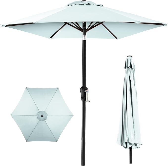 Best Choice Products 10ft Outdoor Table Compatible Steel Polyester Market Patio Umbrella w/Crank and Easy Push Button Tilt by BestChoiceProducts