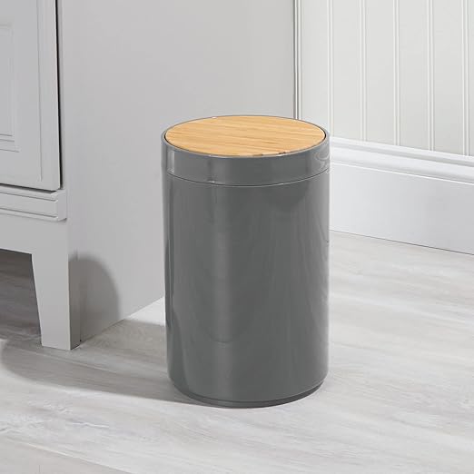 mDesign Plastic Round Trash Can Small Wastebasket - Image 3