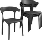 VECELO 4 Pack Plastic Stacking Chairs, Stackable Dining Chairs for Kitchen Restaurant Patio, Portable Indoor Outdoor Use, No Assembly Required, Black - Image 9