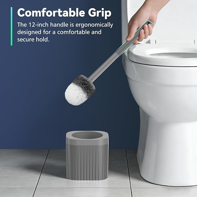 Toilet Brush, Compact Toilet Brush and Holder Set - Image 4