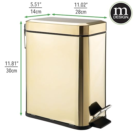 mDesign Metal Freestanding Slim Toilet Bowl Brush and Holder + Rectangle Narrow - Image 4