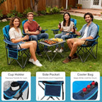 FAIR WIND 2 Pack Heavy Duty Camping Chair, Oversized Padded Folding Chair for Big and Tall (450lbs), Extra Wide Seat with Integrated Cooler & Storage Pocket, Adjustable Lumbar Support for Outdoor - Image 8
