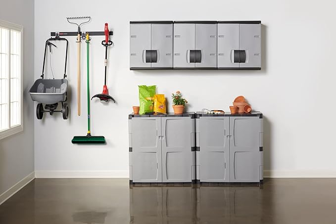 Rubbermaid Wall Mounted Storage Cabinet with Doors 150-Pound Capacity Gray Lockable Three-Shelf Cubbard for Tools/Car Accessories/Cleaning in Home/Garage/Outdoor Areas - Image 13