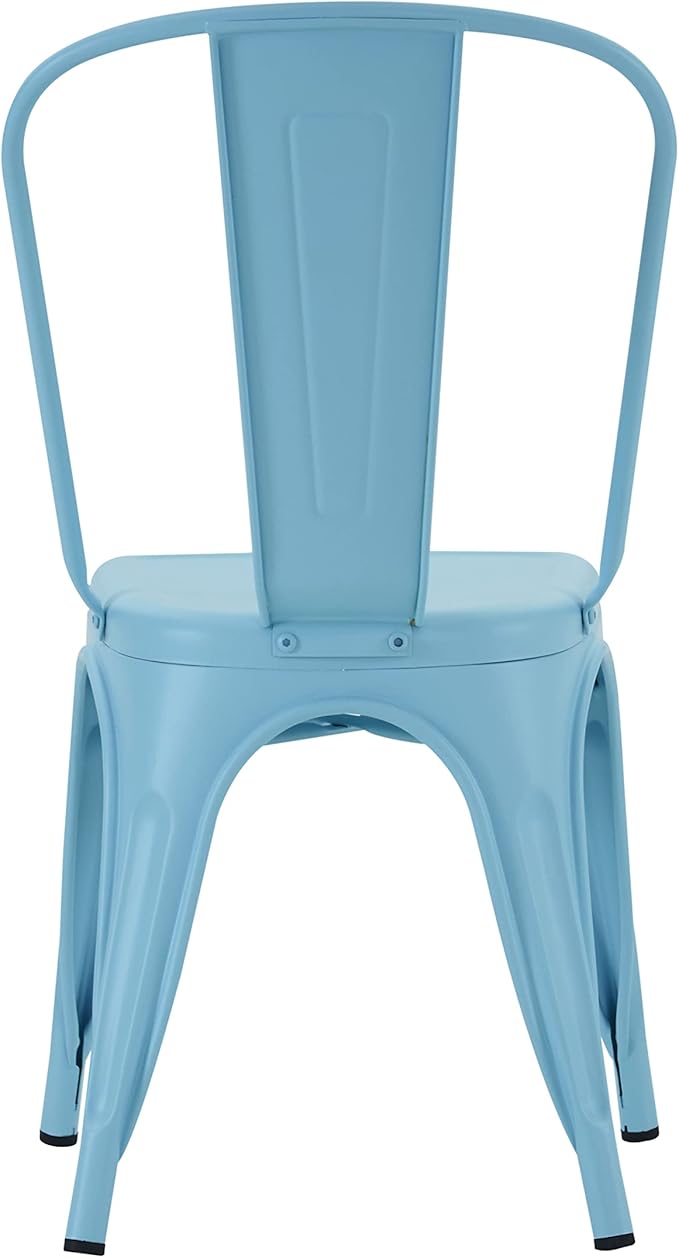 Nazhura Metal Dining Chair Farmhouse Tolix Style for Kitchen Dining Room Café Restaurant Bistro Patio, 18 Inch, Stackable, Waterproof Indoor/Outdoor (Sets of 4) (Blue) - Image 8
