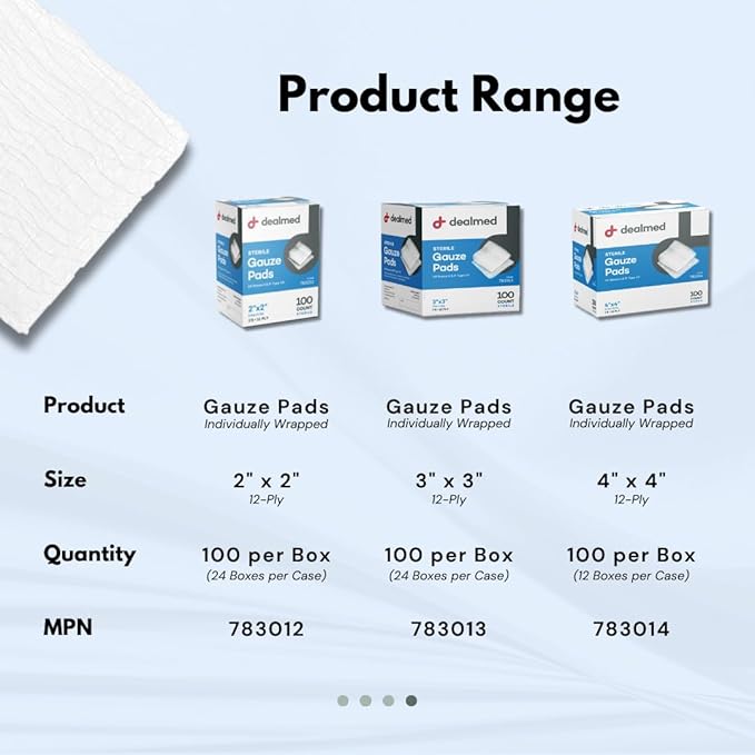 Dealmed 2’’ x 2’’ Sterile Gauze Pads Disposable and Individually Wrapped - Image 5