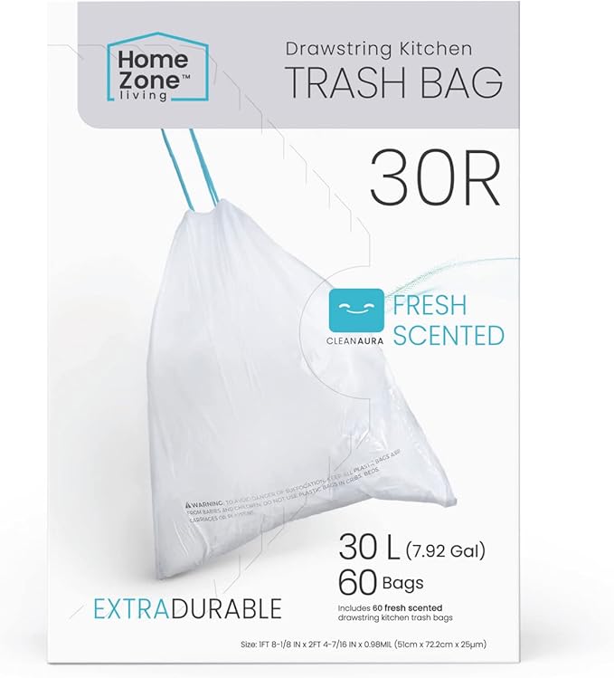 Home Zone Living 8 Gallon Kitchen Trash Bags by HomeZoneLiving