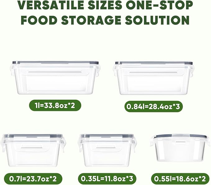 24-Piece PVC-Free BPA-Free Food-Grade Plastic Kitchen Set, Leakproof Airtight - Image 2