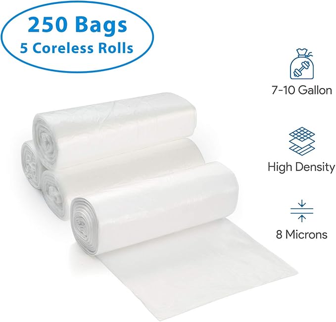7-10 Gallon Clear Garbage Can Liners, Lightweight, 8 Microns - Image 4