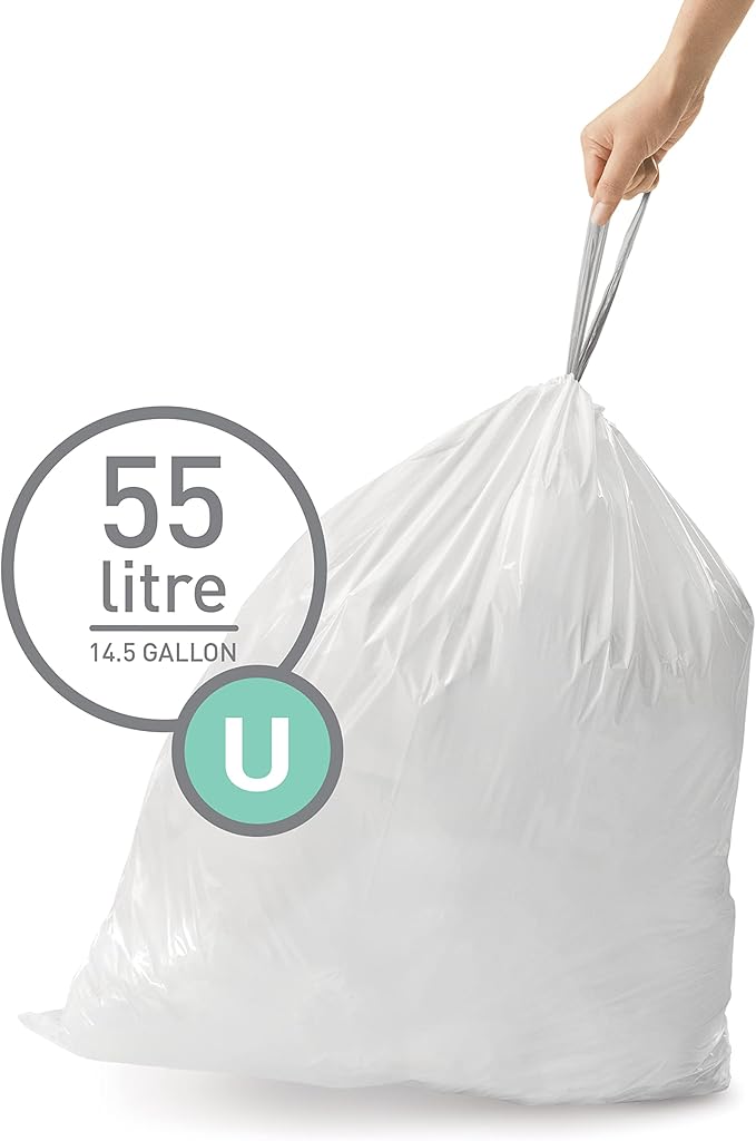 simplehuman Code U 100 Count, Dispenser Pack Custom Fit Liners, Drawstring - Image 2