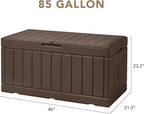 Devoko 85 Gallon Deck Box Lockable Resin Outdoor Storage Box waterproof Outdoor Container for Patio Furniture Cushions, Pillow (Brown) - Image 7