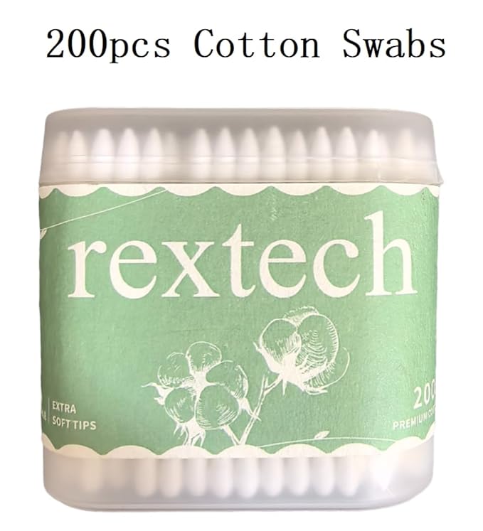 REXTECH Cotton Swabs 200 Count, Rounded and Pointed Dual Tip - Image 2