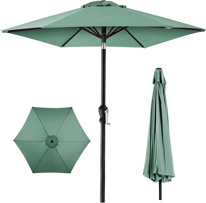 Best Choice Products 10ft Outdoor Table Compatible Steel Polyester Market Patio Umbrella w/Crank and Easy Push Button Tilt by BestChoiceProducts