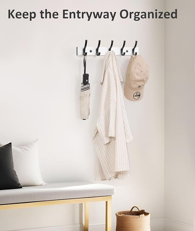 Coat Rack Wall Mount, 16.5 Inches Wood Coat Hooks Wall Mount, Wall Coat Rack - Image 4