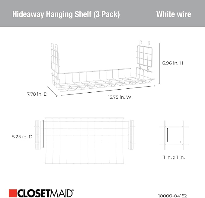 ClosetMaid Hideaway Behind-the-Hangers Hanging Wire Shelf - Image 4