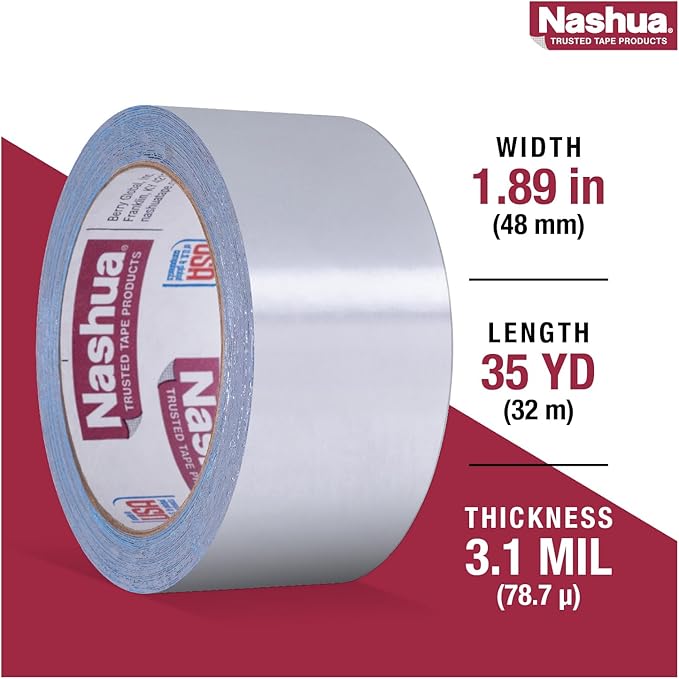 Nashua 361-11 Foil Tape for Waterproofing Repair, 11 mil Thick, 10 m Length - Image 3