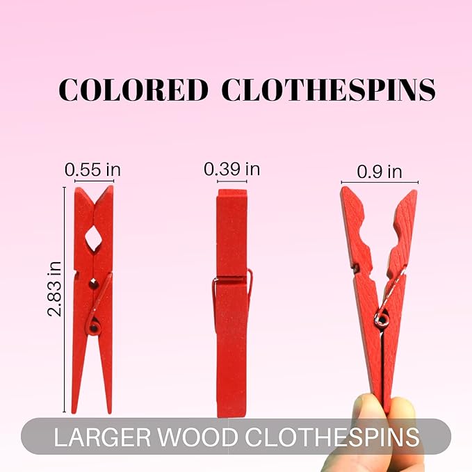 Clothes Pins, Colored Clothespins 50 PCS 2.9" Natural Birchwood Close Pins - Image 6