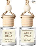 Amber & Vanilla Hanging Car Air Freshener – Long Lasting Essential Oil Diffuser by Unknown