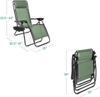 Best Choice Products Set of 2 Adjustable Steel Mesh Zero Gravity Lounge Chair Recliners w/Pillows and Cup Holder Trays - Sage Green - Image 3