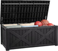 YITAHOME 150 Gallon Large Deck Box with X-Shaped Front, Resin Outdoor Storage Boxes, Waterproof Cushion Storage Bench for Patio, Pool Supplies, Garden Tools - Lockable, Black by YITAHOME