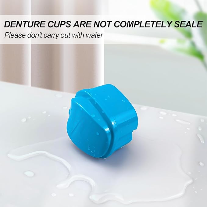 2 Pack Denture Cup Denture Bath Holder Case - Image 8