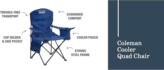 Coleman Portable Camping Chair with 4-Can Cooler, Cushioned Seat & Back with Side Pockets & Cup Holder, Carry Bag Included, Great for Camping, Tailgating, Firepits, Patio, & More - Image 8