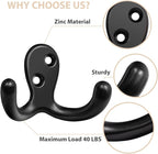 54 Pack Coat Hooks, Heavy Duty Double Prong Coat Hooks Wall Mounted - Image 4