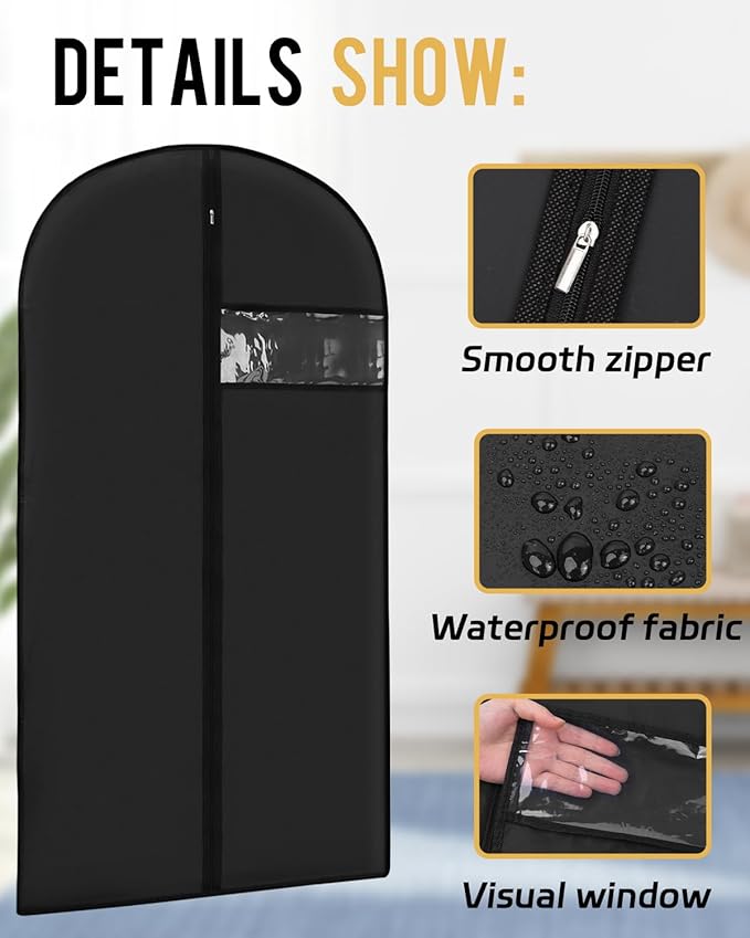 Garment Bags for Hanging Clothes Zipper Suit Bags for Travel - Image 3