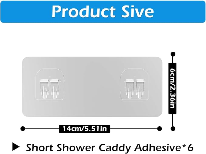 6 Pack Shower Caddy Adhesive Replacement, Shower Adhesive Strips, Strong - Image 2