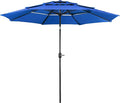 Yaheetech 3 Tier Patio Umbrella 10ft Vented Outdoor Large Market Table Umbrella with 8 Sturdy Ribs and 1.5" Umbrellla Pole, Double-layer Cloth & Push-button Tilting & Crank for Pool/Garden/Lawn Blue by Yaheetech