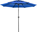 Yaheetech 3 Tier Patio Umbrella 10ft Vented Outdoor Large Market Table Umbrella with 8 Sturdy Ribs and 1.5" Umbrellla Pole, Double-layer Cloth & Push-button Tilting & Crank for Pool/Garden/Lawn Blue by Yaheetech