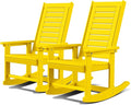 GREENVINES Outdoor Rocking Chairs | Set of 2 | Porch Rocker | HDPE Plastic | Yellow | Oversized Rockers | High Back | Big & Tall | Ladder Back | for Patio Outside Backyard Balcony Garden by GreenVines
