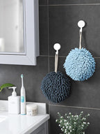 Sophie & Panda Fuzzy Ball Towel Light and Dark Blue - Image 3