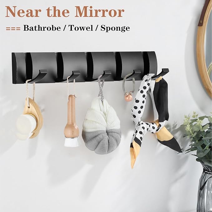 Folding Coat Hooks, Wall Mounted Coat Rack - Image 5