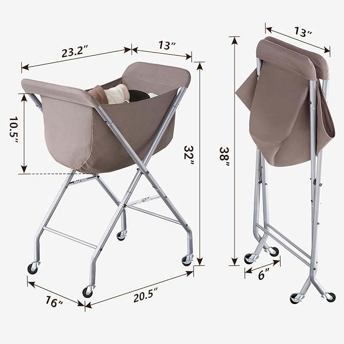 ELYKEN Laundry Cart with Wheels, 32”H Easy Rolling Laundry Hamper with - Image 3