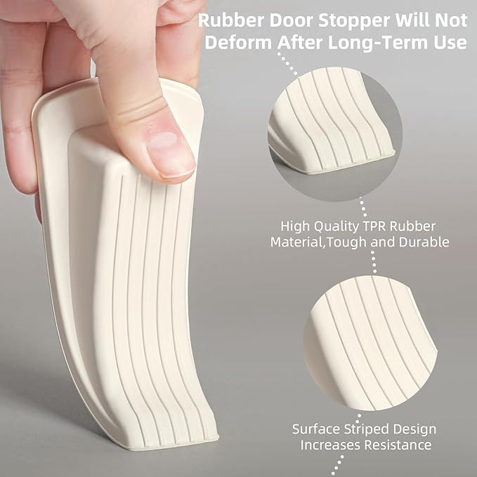 4 Pack Premium Rubber Door Stoppers Wedge, Door Stops - Image 2