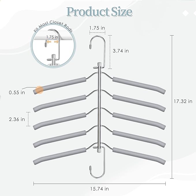 Clothes Hangers Space Saving Shirt Organizer, Non Slip Multi Shirt Hangers - Image 7