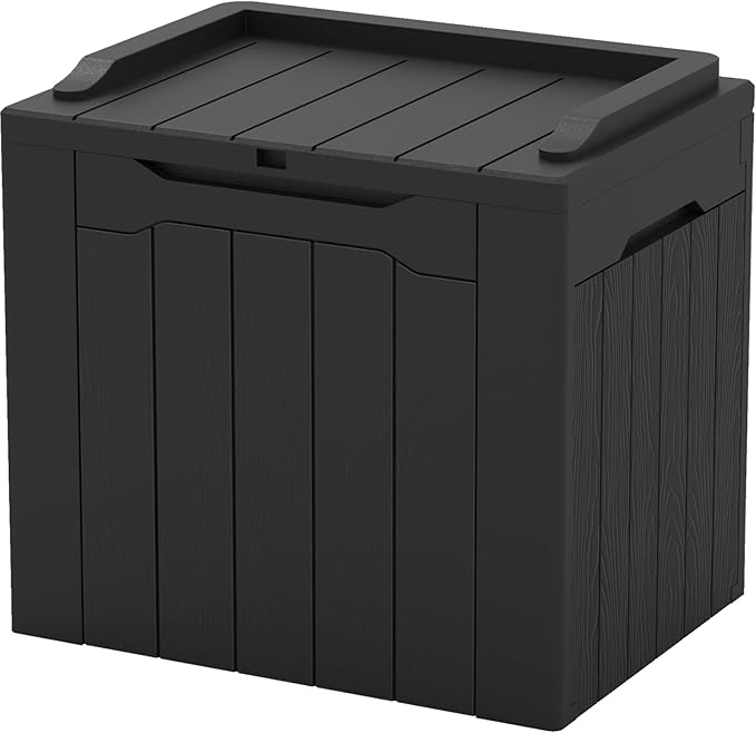 Patiowell 30 Gallon Resin Deck Box, Outdoor Storage Box for Patio Furniture, Deliveries, Pool Supplies,Waterproof and Lockable, Black by Patiowell