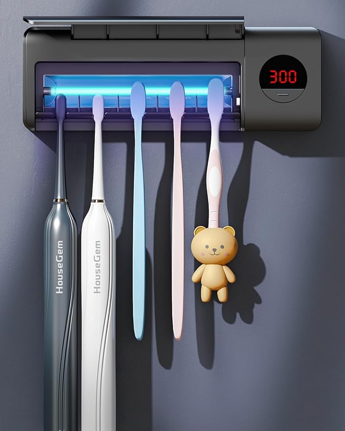 HouseGem Toothbrush Holder, Timer Function, 2000mAh Rechargeable Cordless by HouseGem%C2%AE