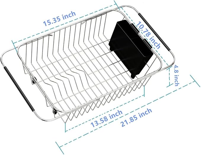 Adjustable Over Sink Dish Rack Stainless Steel Dish Drying Rack On Counter or - Image 2