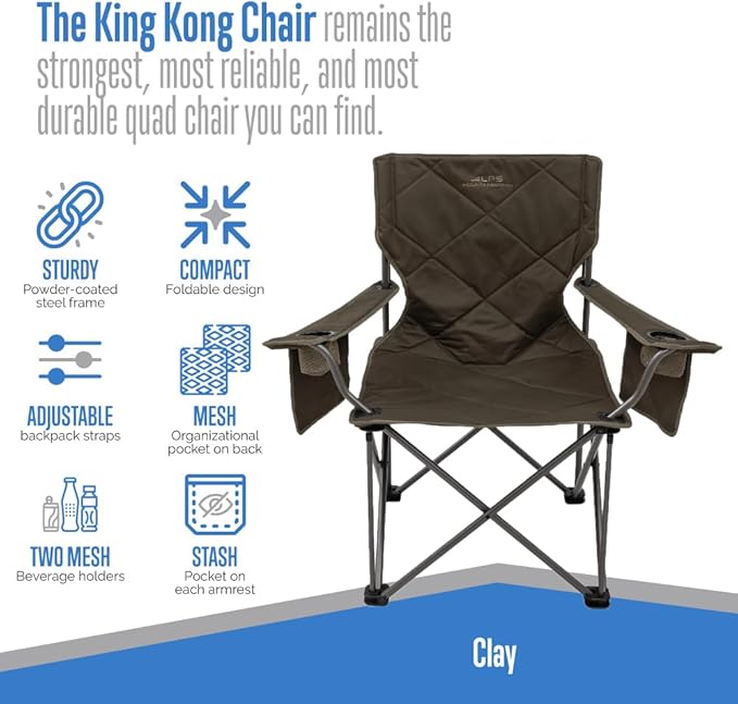 ALPS Mountaineering King Kong Camping Chairs for Adults with Mesh Cup Holders and Pockets, Built Durable and Reliable with Compact Foldable Steel Frame - Image 6