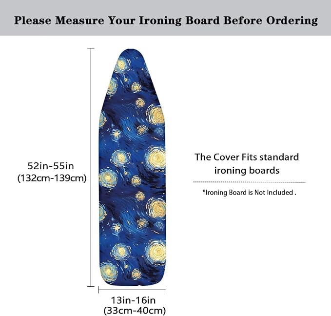 Galaxy Star Steam Ironing Board Cover Standard Size 15" X 54", Starry Night Oil - Image 5