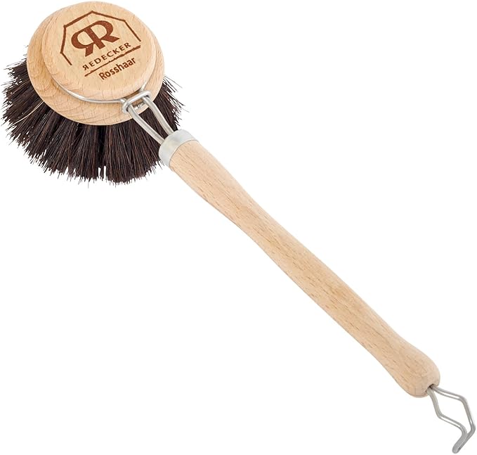 Redecker German-Made Horse Hair Bristle Dish Brush, Soft All-Purpose Scrubber by Redecker