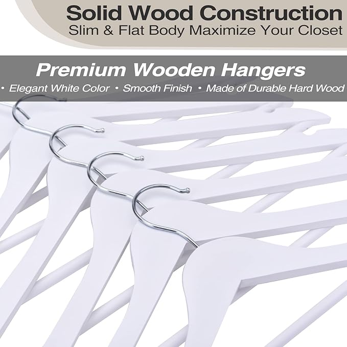 FairyHaus Wooden Hangers 30 Pack White, Slim Wood Coat Suits Hanger - Image 9