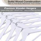 FairyHaus Wooden Hangers 30 Pack White, Slim Wood Coat Suits Hanger - Image 9