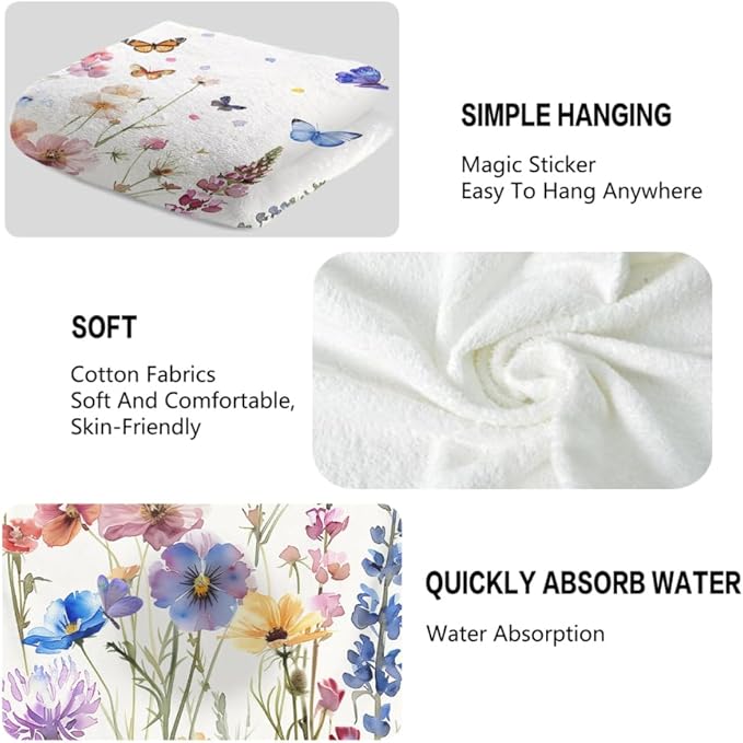 Watercolor Wildflower Floral Hand Towels - Image 3