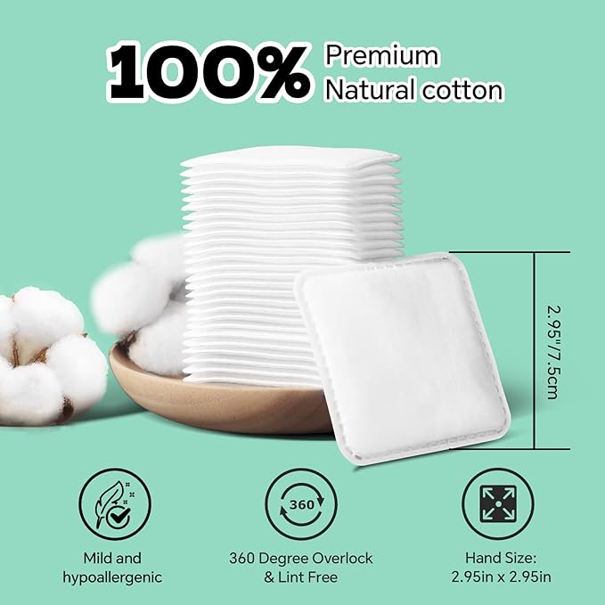 Large Square Cotton Pads, Rounded Corners, - Image 2