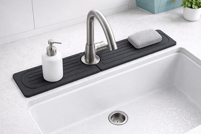 Diatomite Faucet Mat for Kitchen Sink, Fast Dry Stone Sink Splash Guard by Unknown