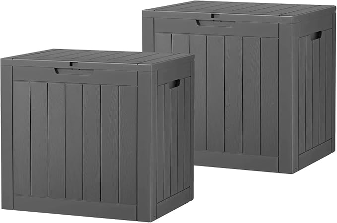 Outdoor Storage Box, Resin Deck Boxes Indoor and outdoor, Waterproof Storage Box Lockable Lid (Black,35 Gallon-2Pack) by NBYSGO
