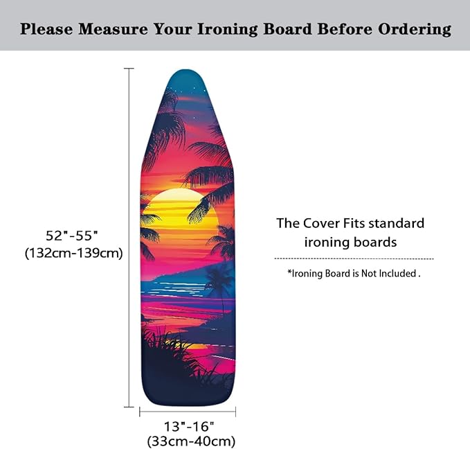 GLENLCWE Hawaiian Palm Watercolor Sunset Ironing Board Cover, 54x15 inches - Image 5