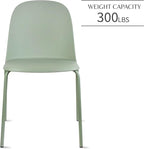 2xhome Set of 2 Modern Stackable Armless Dining Chairs, Plastic Shell Seat with Metal Legs for Indoor Outdoor Home Kitchen Patio Cafe, Green - Image 5
